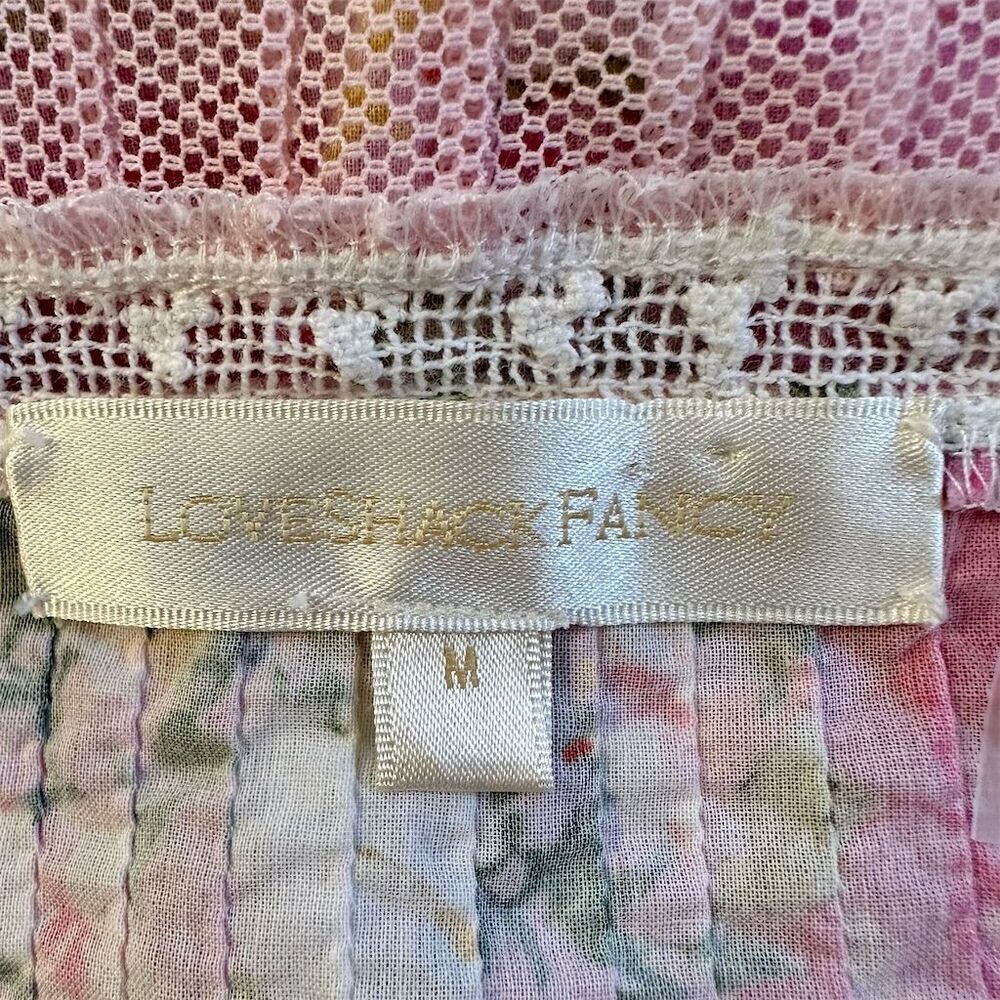 LoveShackFancy Romantic Eyelet Pink White Floral Square Neck Blouse Sleeve - Picture 9 of 12